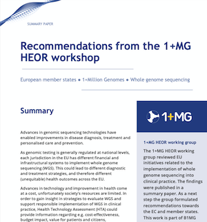 Screenshot of 1+MG HEOR Workshop Summary brief